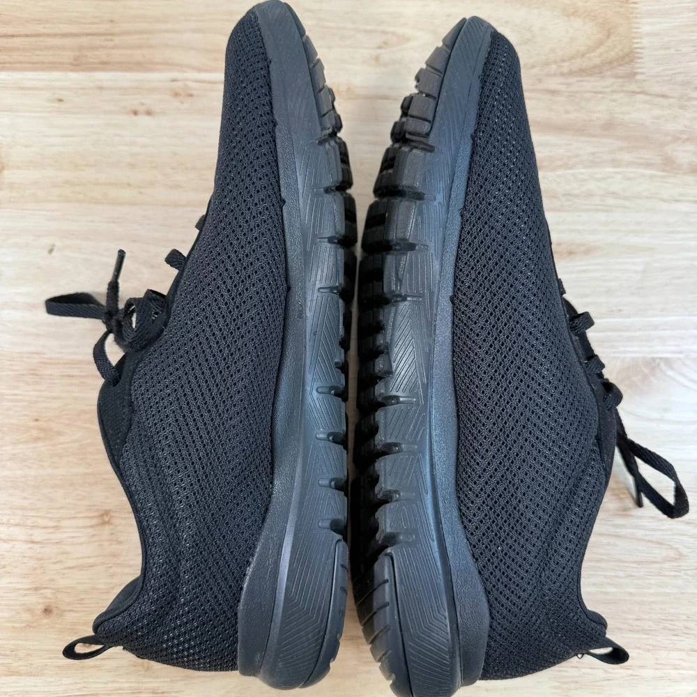 Skechers Flex Appeal 3 Athletic Sneakers Women's Black Mesh Lace-Up Trainers - 9
